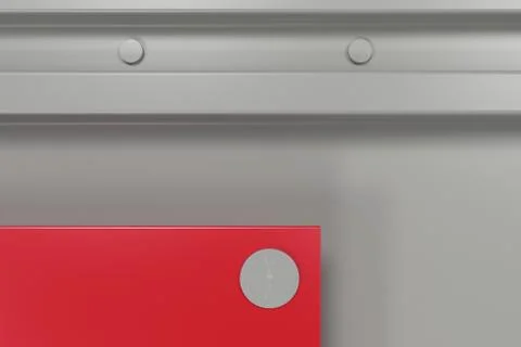 Rectangular colored plate on white background with rivets Illustrazione stock