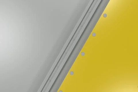 Rectangular colored plate on white background with rivets Illustrazione stock