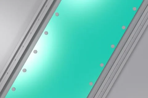 Rectangular colored plate on white background with rivets Stock Illustration