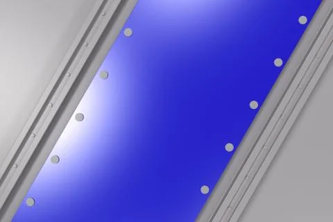 Rectangular colored plate on white background with rivets Illustrazione stock