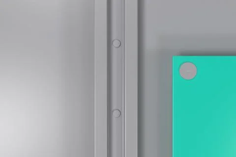 Rectangular colored plate on white background with rivets Illustrazione stock