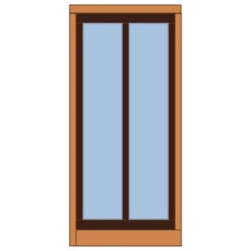 Rectangular colored window for home isolated on white background. Clipart. イラスト素材