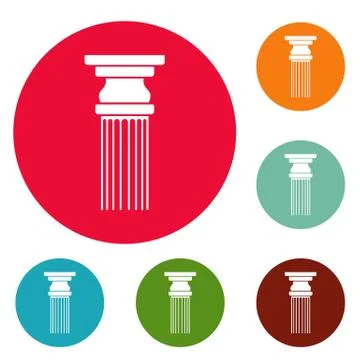 Rectangular column icons circle set vector 库存插图