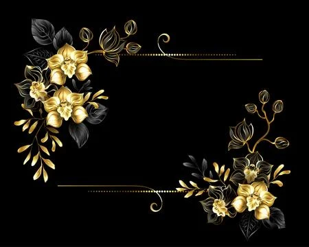 Rectangular composition with jewelry orchids Stock Illustration