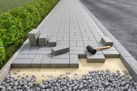 Rectangular concrete bricks on sidewalk Stock Illustration