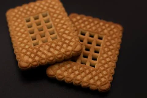 Rectangular cookies on a dark background Stock Photos