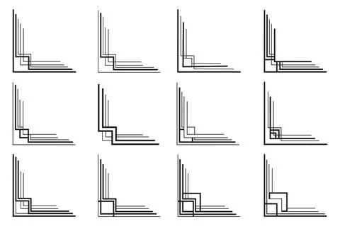 Rectangular Corner Frame Elegant Element Set Stock Illustration