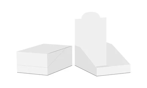 Rectangular Counter Display Box Mockup, Opened and Closed Stock Illustration