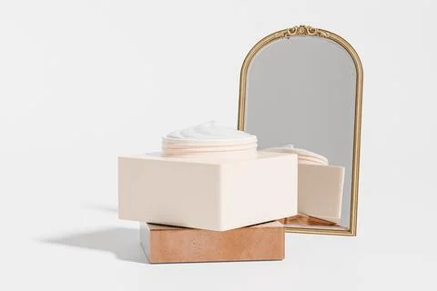 Rectangular cream jar mockup, luxury skincare packaging Stock Illustration