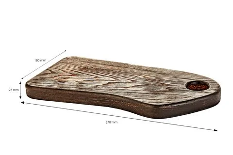 Rectangular cutting board tray made of dark wood on a white background. Isola Foto stock