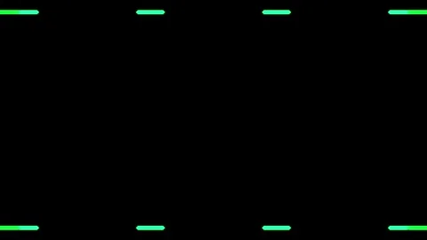 Rectangular with dashed lines, neon glowing green square frame, horizontal .. Stock Footage 270314979