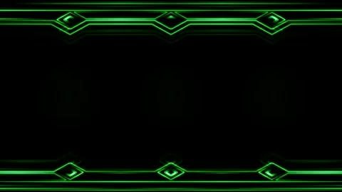 Rectangular decorated colorful neon glowing green frame, horizontal frame o.. Stock Footage 270314674