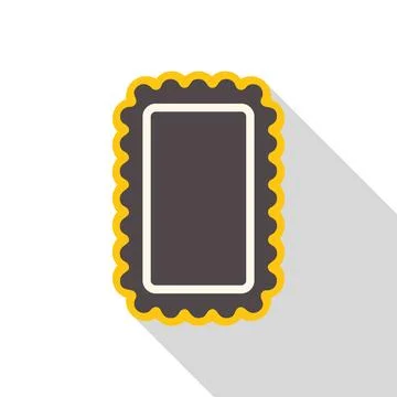 Rectangular decorative frame with scalloped yellow border and long shadow Stock Illustration