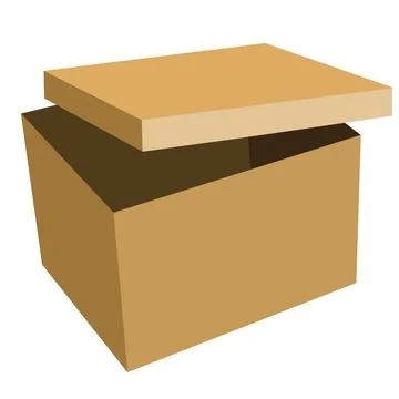 Rectangular deep box for moving or storage with ajar top lid, isolated object Stock Illustration