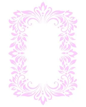 Rectangular delicate vintage frame, border of stylized leaves, flowers and cu Stock Illustration