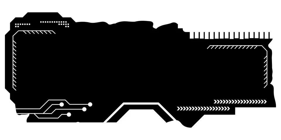 Rectangular design clipart in tech style isolated on white. Short tech plate  Stock Illustration