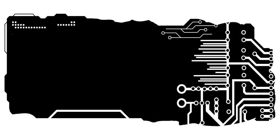 Rectangular design clipart in tech style isolated on white. Short tech plate. Stock Illustration