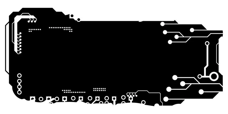 Rectangular design clipart in tech style isolated on white. Short tech plate Stock Illustration