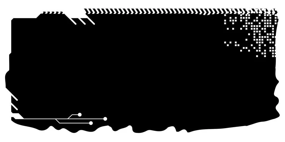 Rectangular design clipart in tech style isolated on white. Short tech plate Stock Illustration
