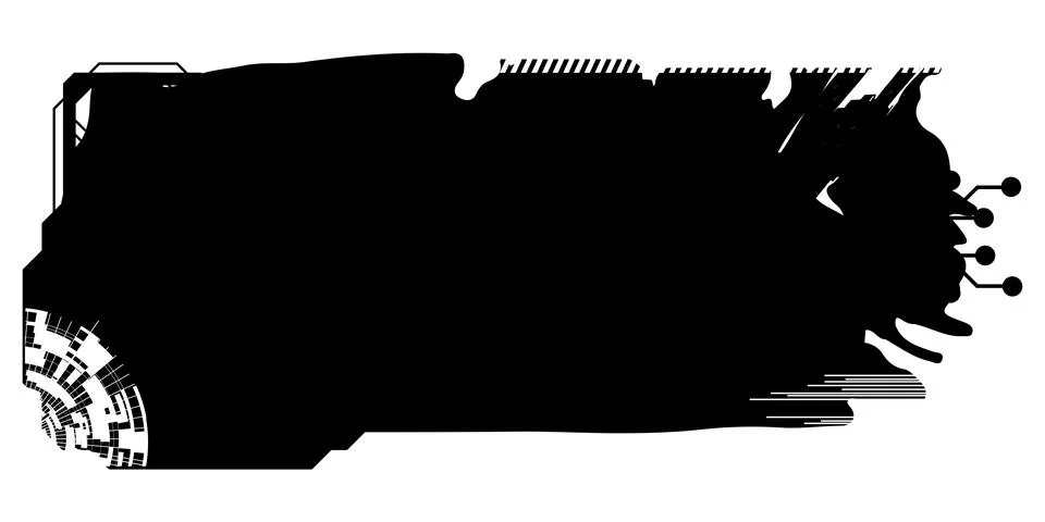 Rectangular design clipart in tech style isolated on white. Short tech plate Stock Illustration