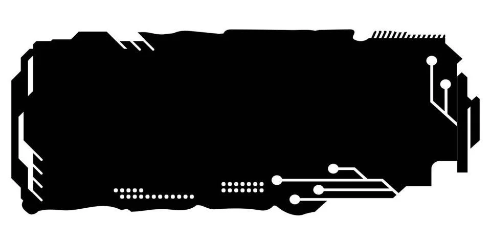 Rectangular design clipart in tech style isolated on white. Short tech pla... Stock Photos