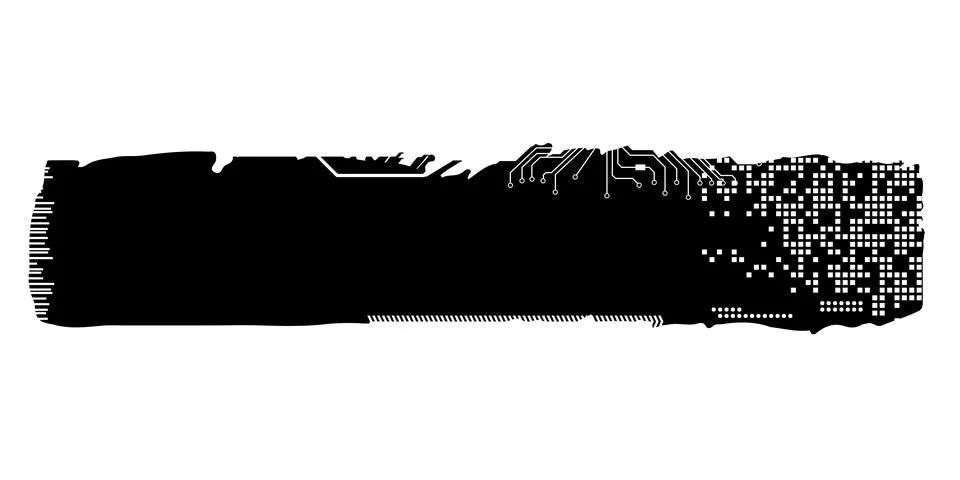 Rectangular design element silhouette in tech style isolated on white. Stock Illustration