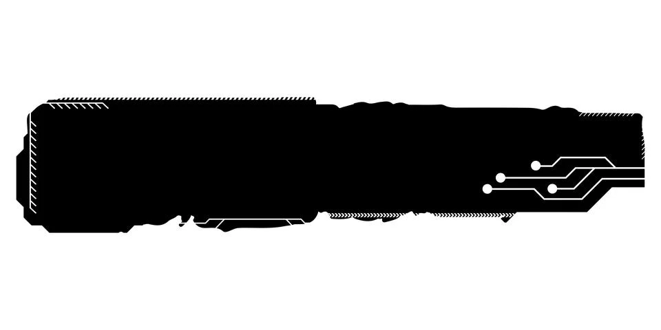 Rectangular design element silhouette in tech style isolated on white. Stock Illustration