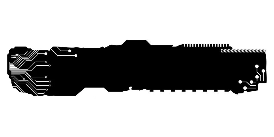Rectangular design element silhouette in tech style isolated on white. Stock Illustration