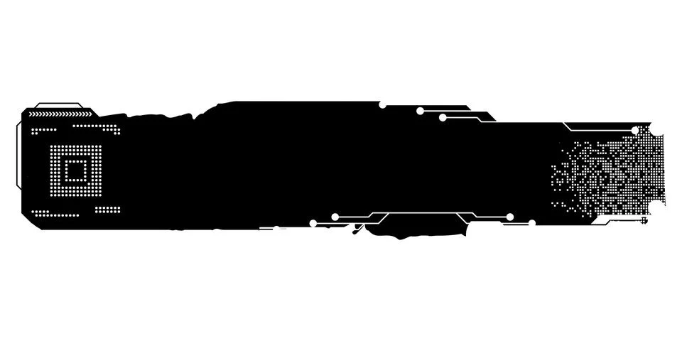 Rectangular design element silhouette in tech style isolated on white. Stock Illustration
