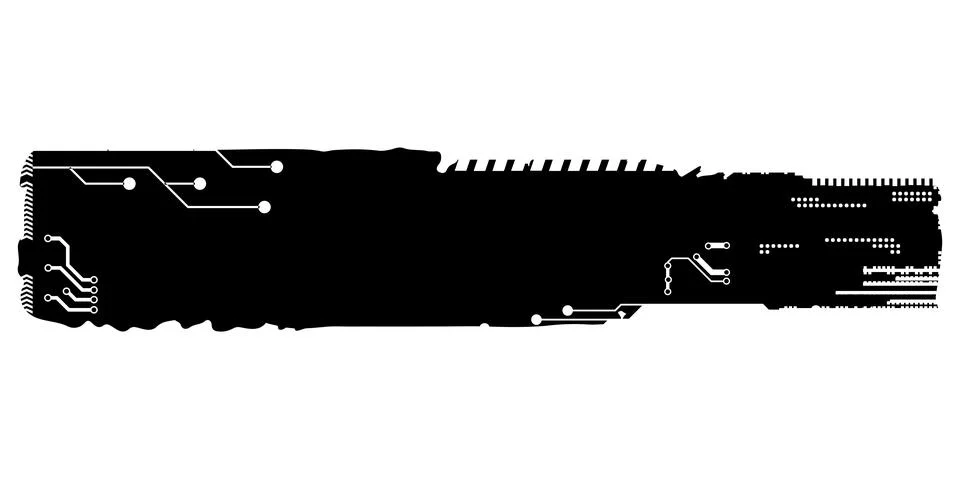 Rectangular design element silhouette in tech style isolated on white. Stock Illustration