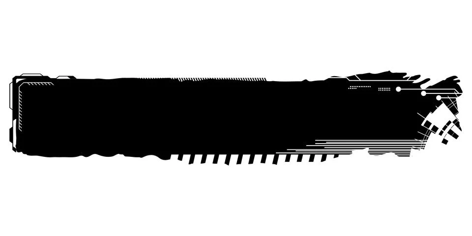 Rectangular design element silhouette in tech style isolated on white. Stock Illustration