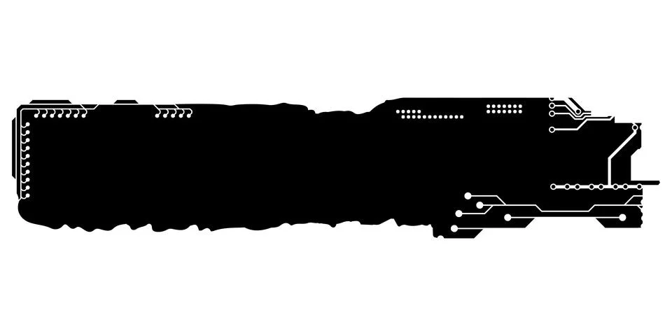 Rectangular design element silhouette in tech style isolated on white. Stock-Illustration