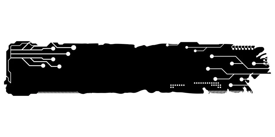Rectangular design element silhouette in tech style isolated on white. Stock Illustration