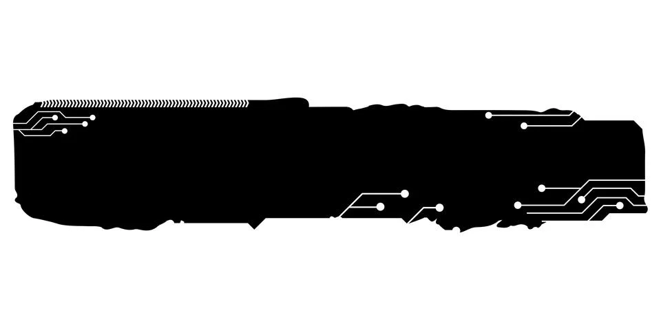 Rectangular design element silhouette in tech style isolated on white. Stock Illustration