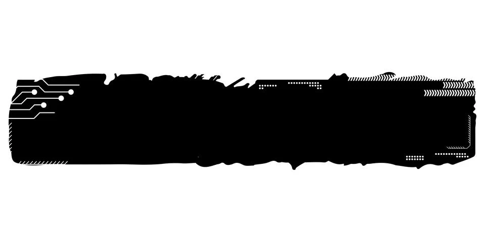 Rectangular design element silhouette in tech style isolated on white. Stock Illustration