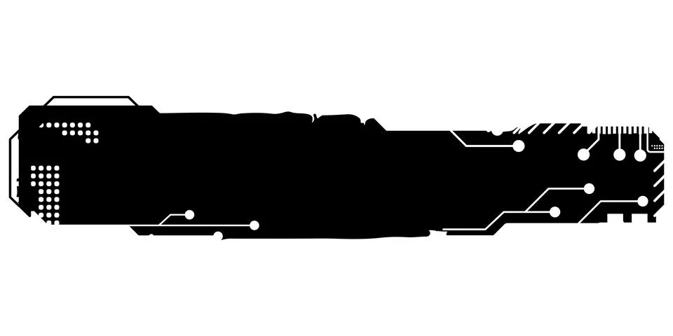 Rectangular design element silhouette in tech style isolated on white. Long. Stock-Illustration