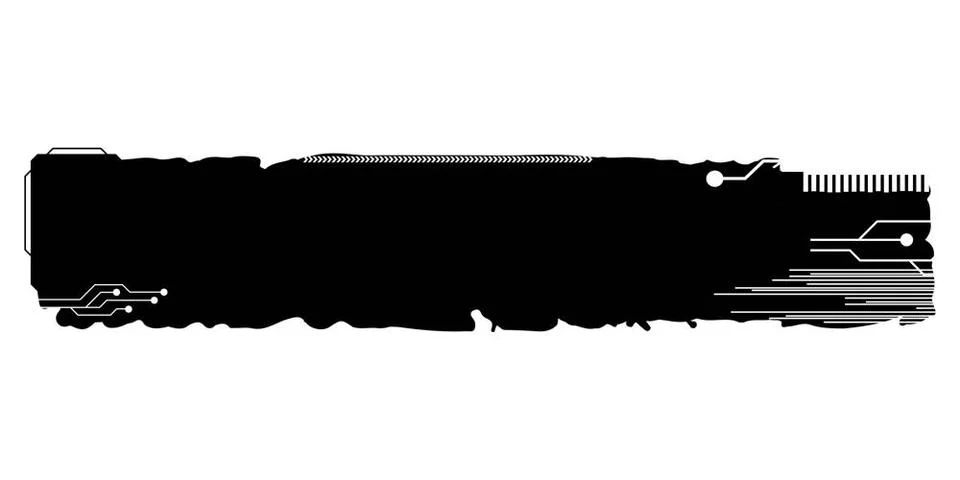 Rectangular design element silhouette in tech style isolated on white. Lon... Stock Photos