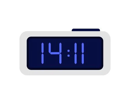 Rectangular digital alarm clock with time numbers on LED screen Stock Illustration