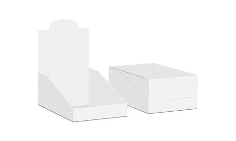 Rectangular Display Box Mockup, Opened and Closed, Isolated on White Background Stock Illustration