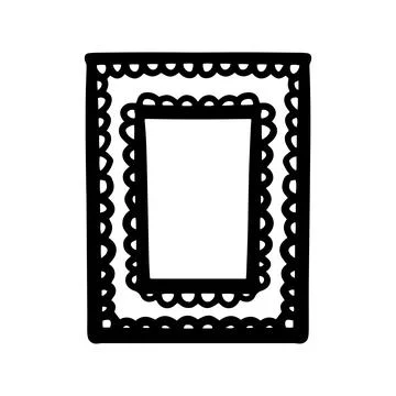 Rectangular doodle frame with inner ornamental swirls. Hand drawn decorativ.. Stock Illustration