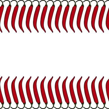 Rectangular double sided frame of garland red hot chili peppers in trendy bright Stock-Illustration