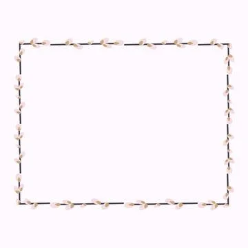 Rectangular Easter frame with willow twigs Illustrazione stock