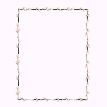 Rectangular Easter frame with willow twigs Illustrazione stock