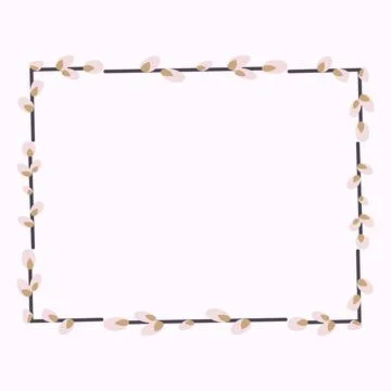 Rectangular Easter frame with willow twigs. Stock Illustration