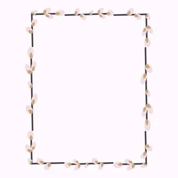 Rectangular Easter frame with willow twigs イラスト素材