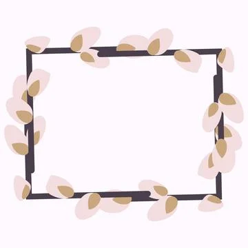 Rectangular Easter frame with willow twigs Stock Illustration