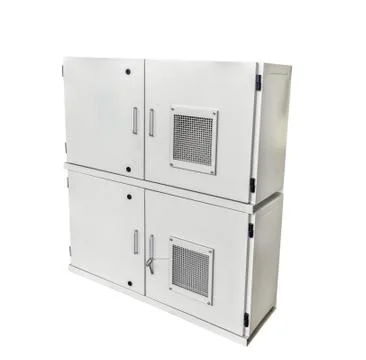 Rectangular electric cabinet isolated on a white background. Stock Photos