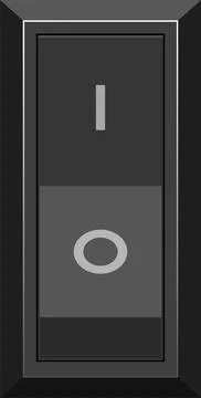 A rectangular electric switch is displayed with an "O" at the bottom and a .. Stock Illustration