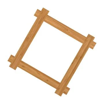 Rectangular empty bamboo frame, isolated on white background Stock Photos