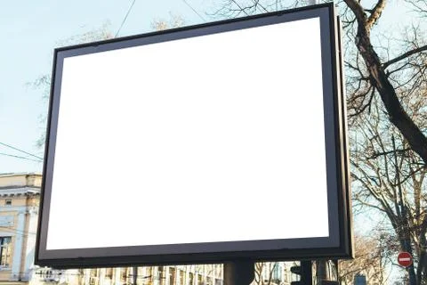 Rectangular empty billboard on street of old city Stock Photos